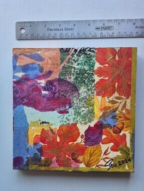 Original Autumn Love Collage by me- Wall Art in Fall Colours